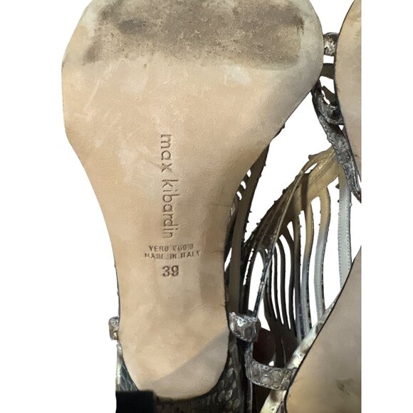 Max Kibardin Womens Snake Print Strappy Heeled Sandals Size 8 Made In Italy - Picture 6 of 7
